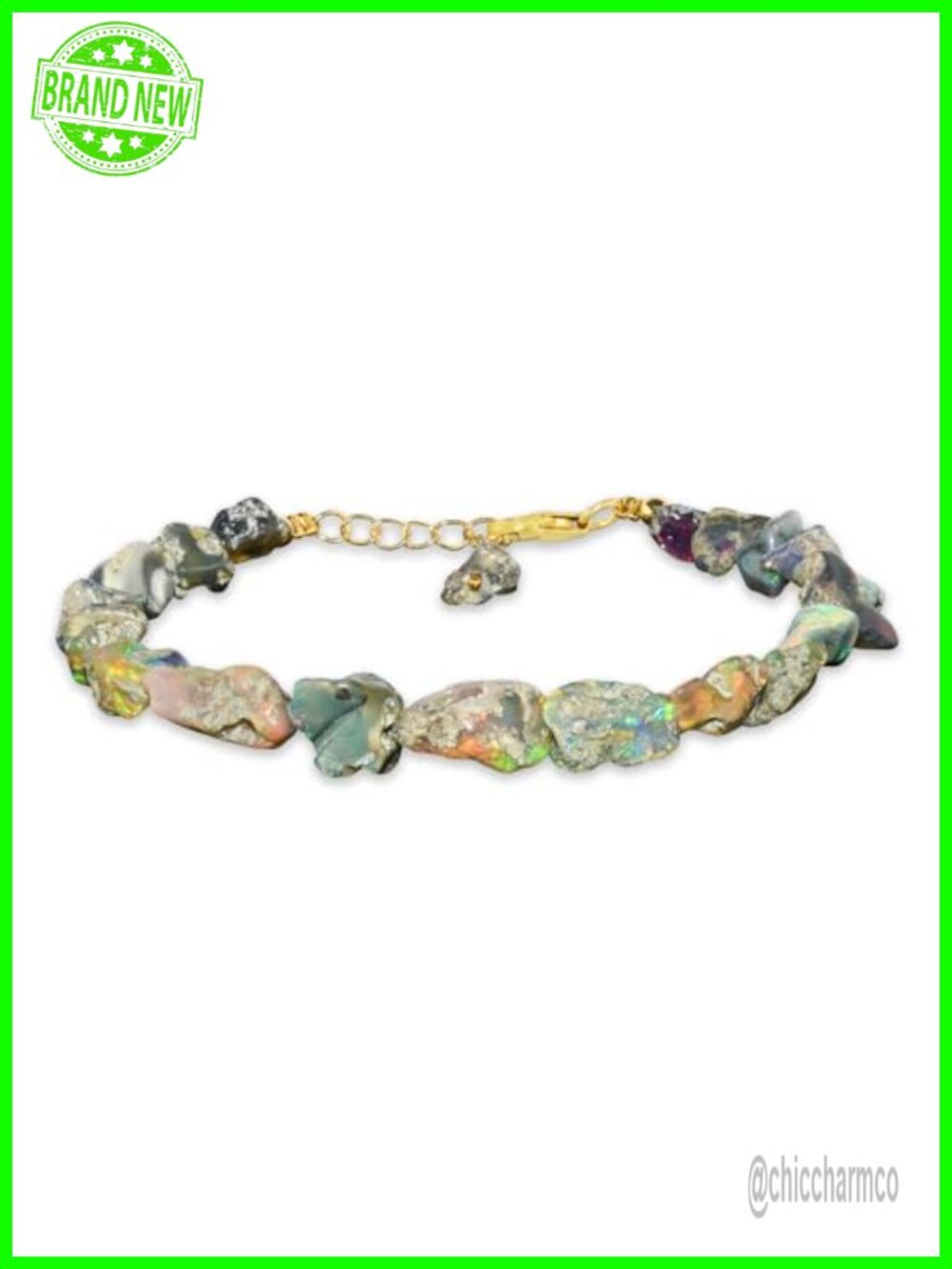 Black Ethiopian Opal Bracelet 14K Gold Plated 925 Sterling Silver Chain
